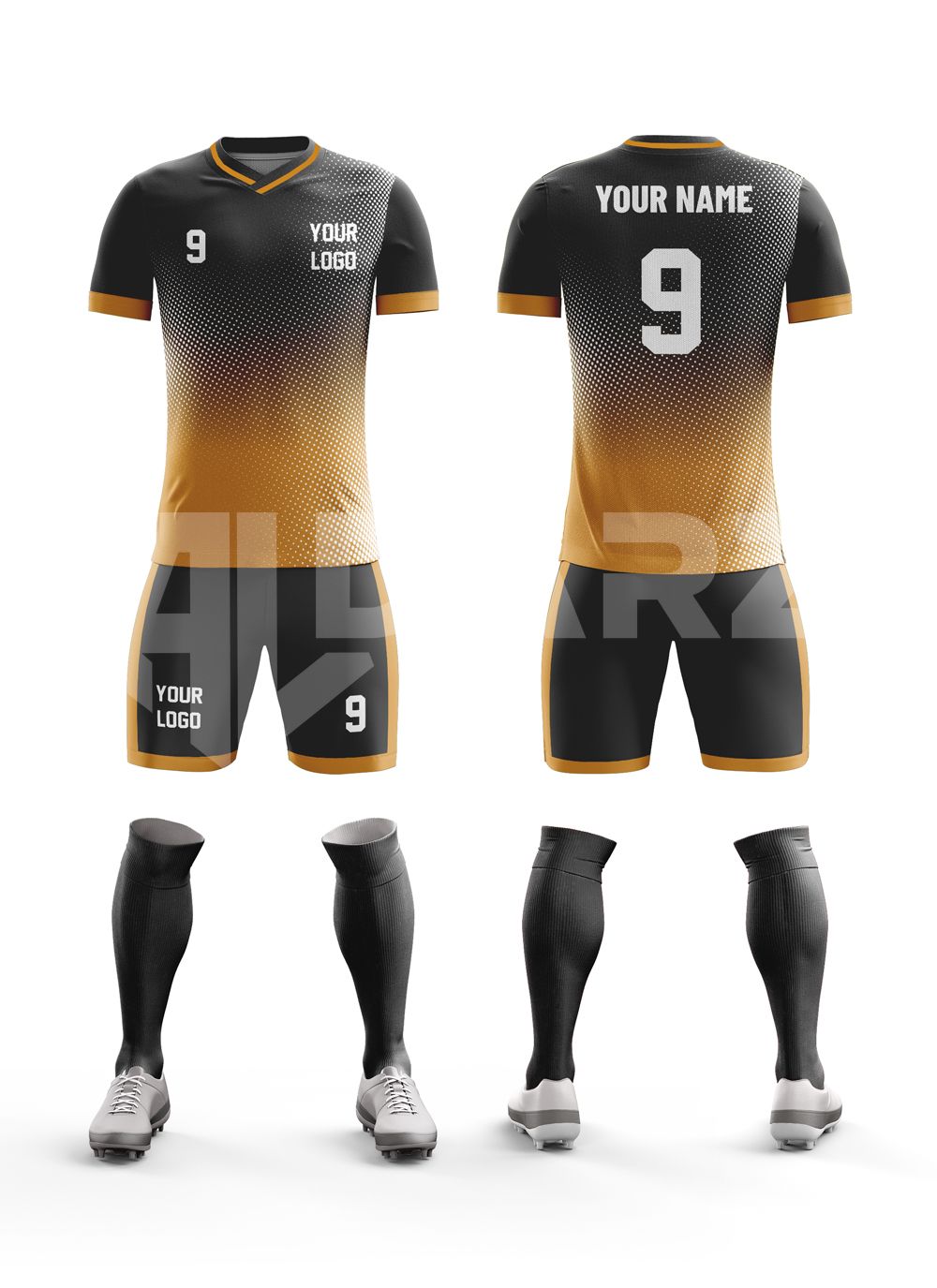 Custom Soccer Uniform Kit – Golden Fade Edition | Al Darz Custom Wear SCA-1
