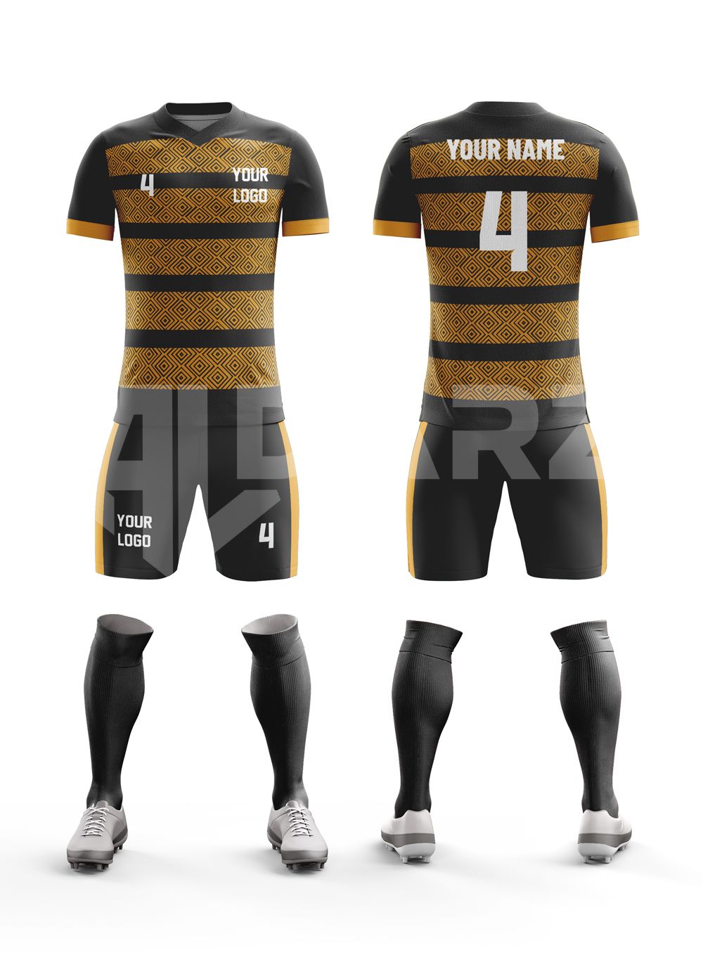 Custom Soccer Uniform Kit – Black Golden Legacy Edition | Al Darz Custom Wear SCA-5