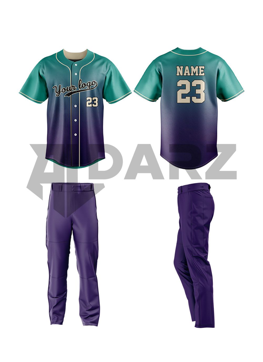 Custom Baseball Uniform – Teal Midnight Gradient Edition BRS-1