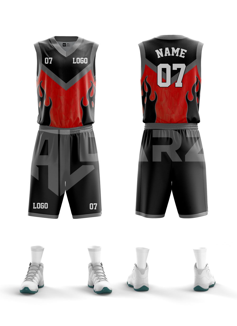 Custom Basketball Jersey – Inferno Blaze Edition | Al Darz Custom Wear UAE BKB-2