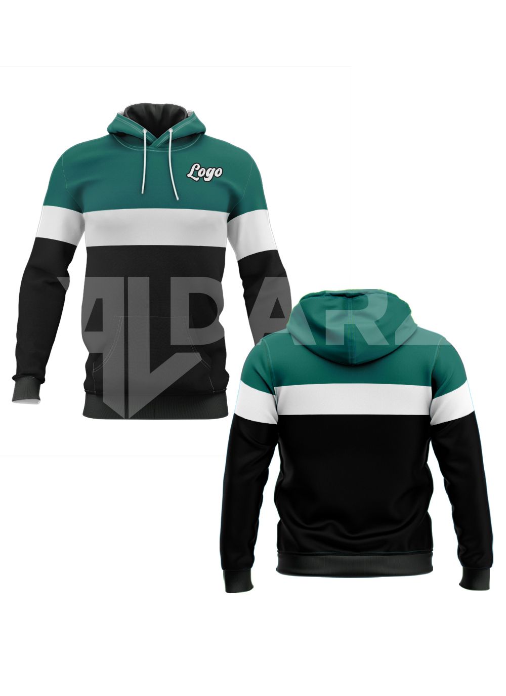 Premium Teal Panel Custom Athletic Hoodie HDA-4