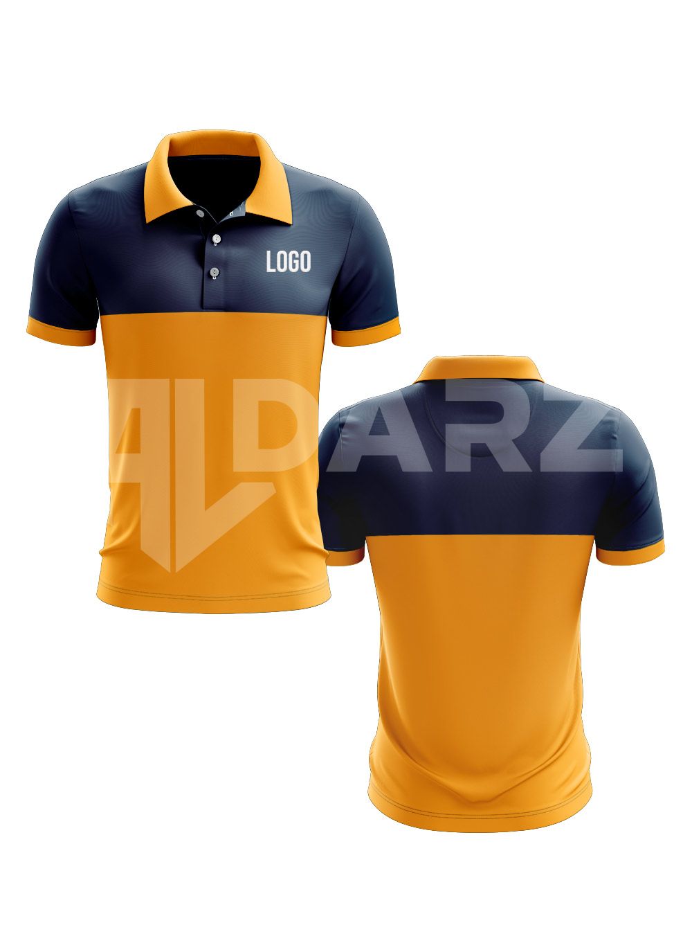 Custom Two-Tone Polo Shirt – Navy & Gold | Personalized Team & Corporate Polo PLS-1