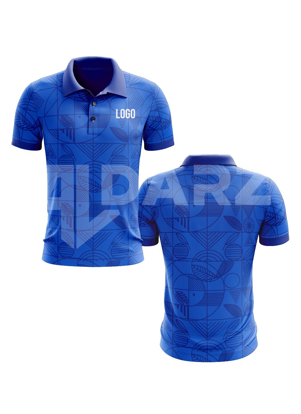 Custom Blue Geometric Polo Shirt – Personalized Team, Corporate & Club Uniform Polo PLS-2
