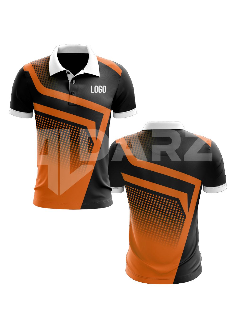 Custom Black & Orange Sports Polo Shirt – Personalized Sublimated Team & Corporate Polo PLS-4