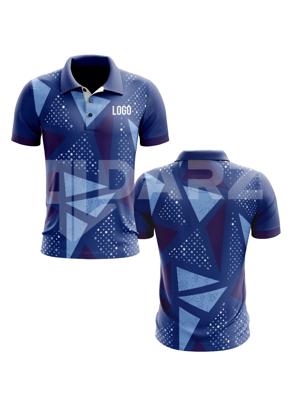 Custom Teal & Navy Geometric Polo Shirt – Personalized Sublimated Team & Corporate Polo PLS-5